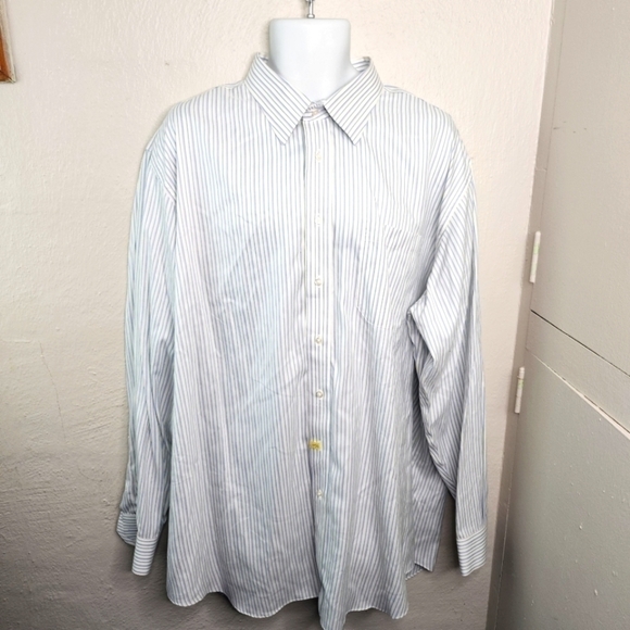 Paul Frederick Striped Men Long Sleeve Button Down Shirt Size 18.5 37 - Picture 1 of 9